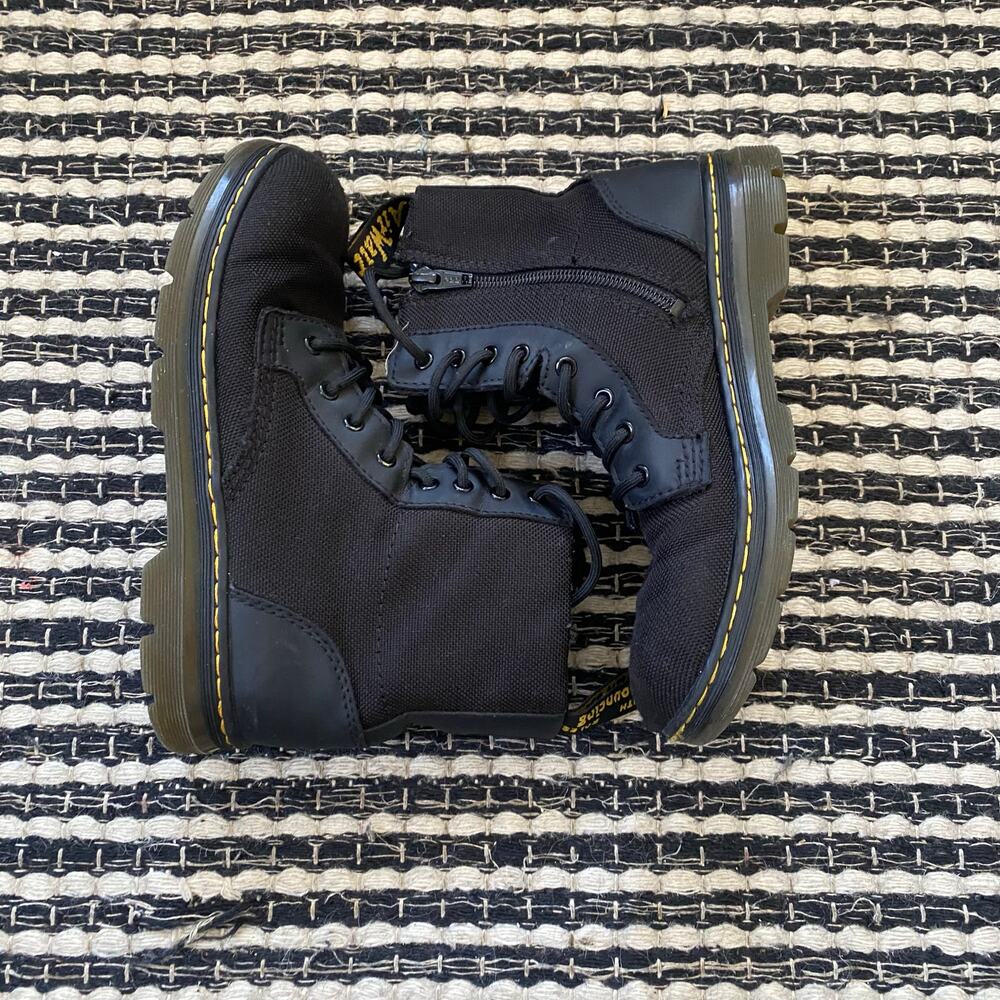 🌿Dr. Martens Youth Black Combs Tech Zip Lace Canvas Boots  Shoes 3
